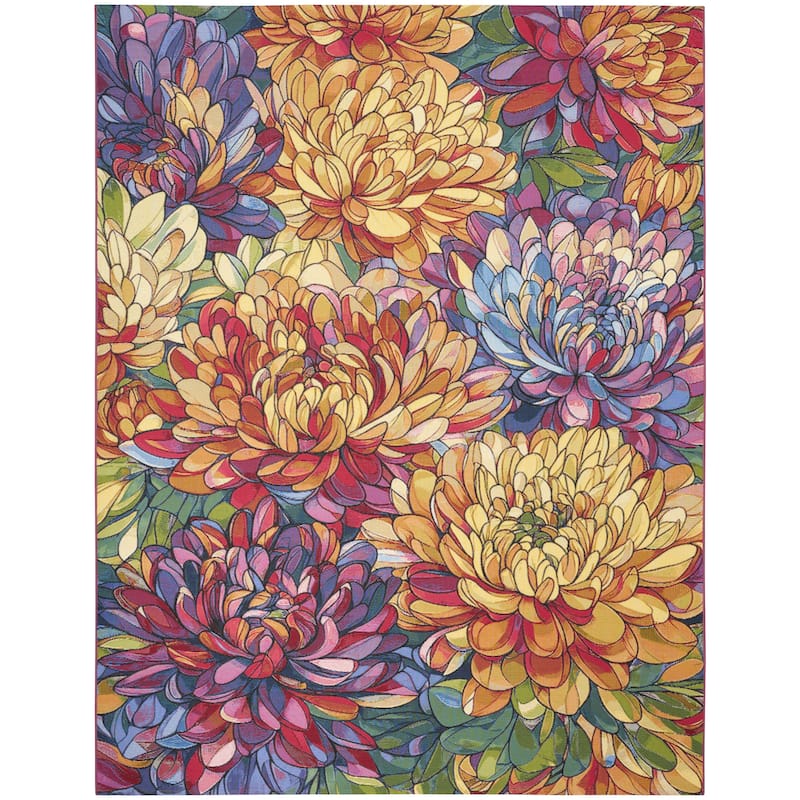 Nourison Color Splash Indoor/Outdoor Multicolored Floral Area Rug