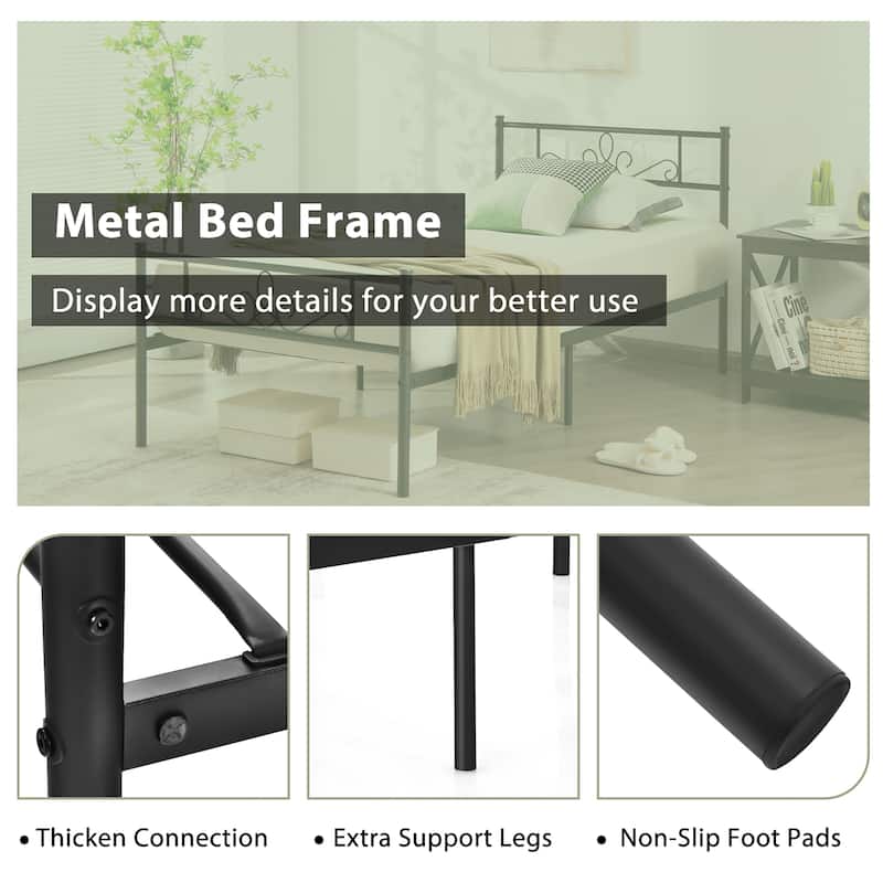 Twin/Queen/Full Metal Platform Bed Frame with Headboard and Footboard
