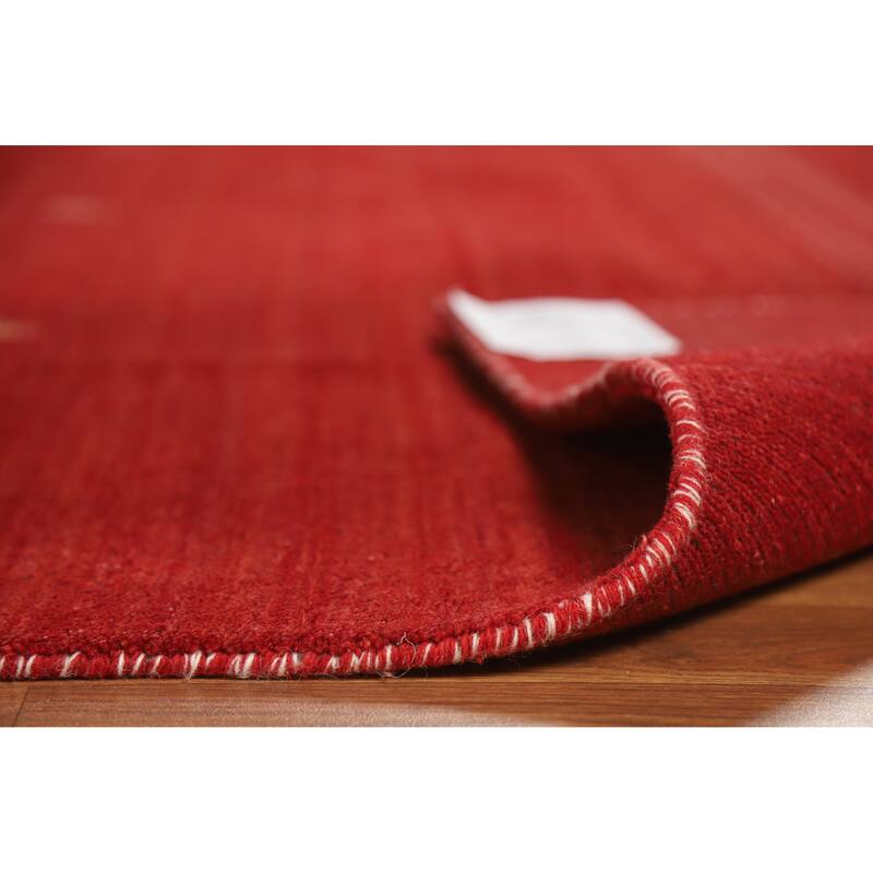 Hand Knotted Oriental 100% Wool Carpet Tribal Tribal Red Gabbeh Area Rug - 9' 7'' X 6' 7''
