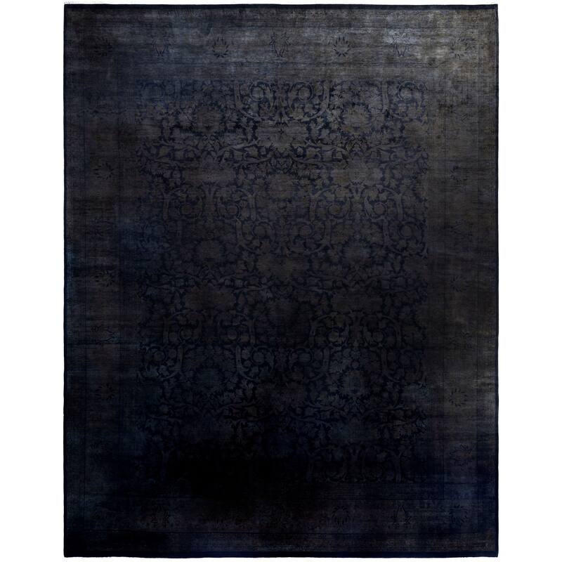 Overdyed One-of-a-Kind Hand-Knotted Area Rug - Black - 12' 0" x 15' 5"