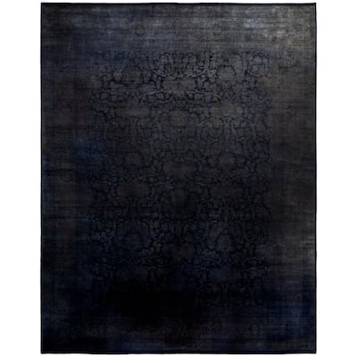 Overdyed One-of-a-Kind Hand-Knotted Area Rug - Black - 12' 0" x 15' 5"