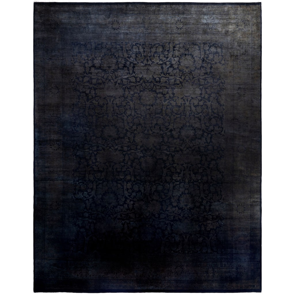 Overdyed One-of-a-Kind Hand-Knotted Area Rug - Black - 12' 0" x 15' 5"
