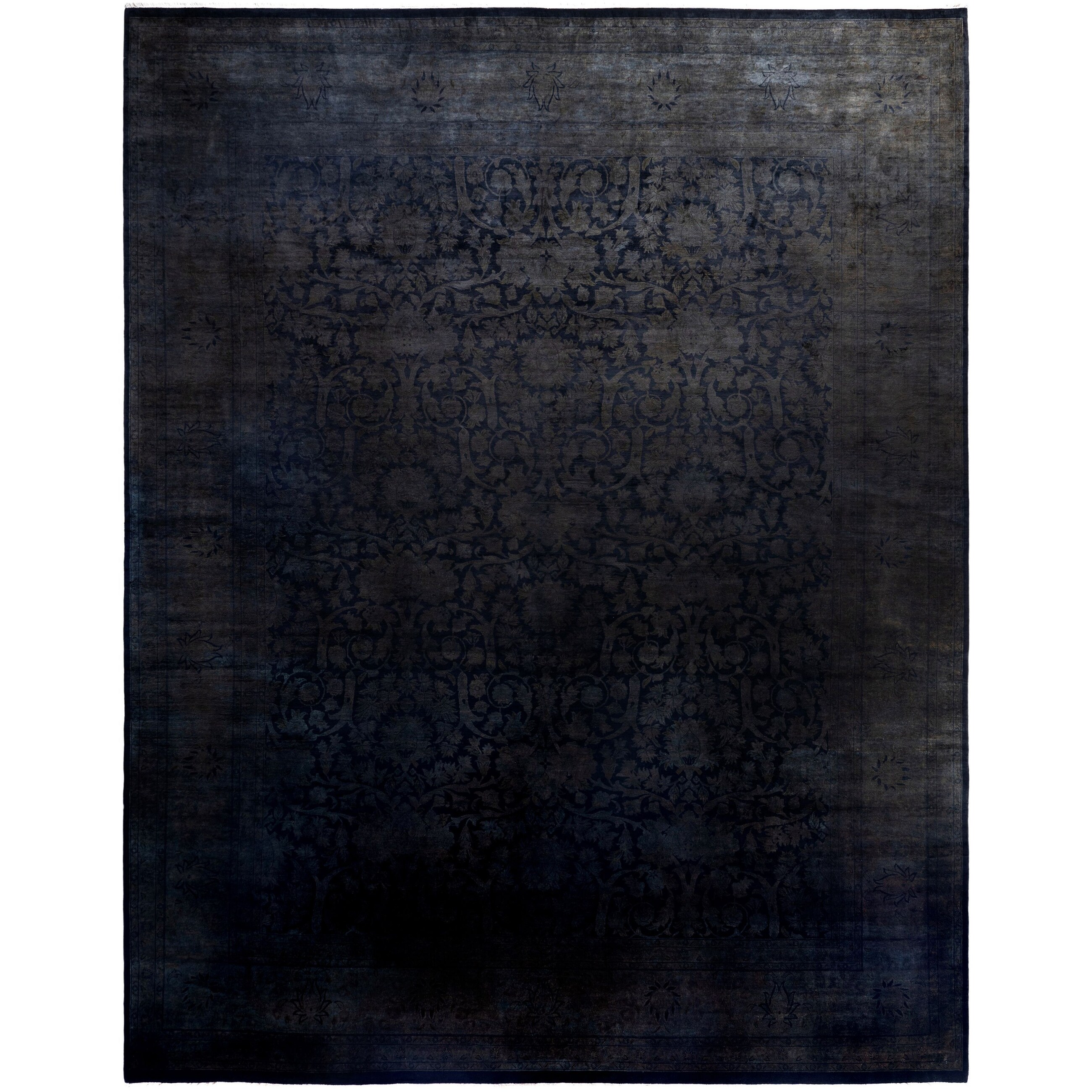Overdyed One-of-a-Kind Hand-Knotted Area Rug - Black - 12' 0" x 15' 5"