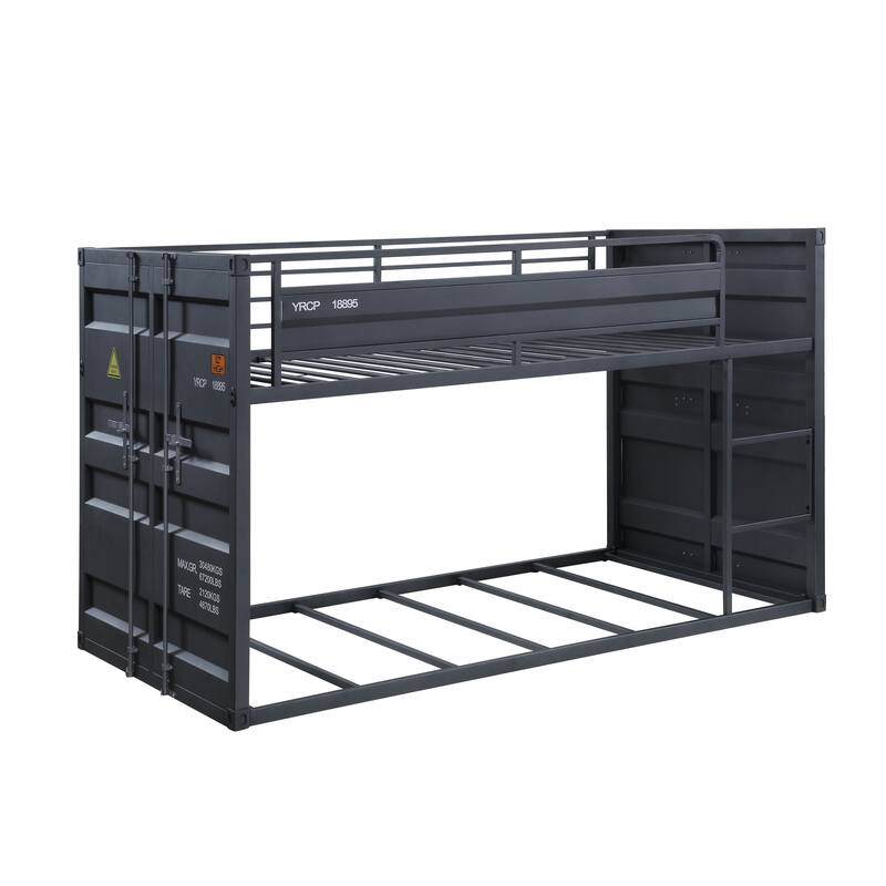 Twin Size Metal Container Bunk Bed with Integrated Guardrail
