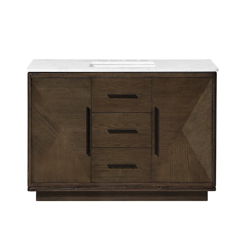 OVE Hale Aged Oak Bathroom Vanity with Engineered Marble Top