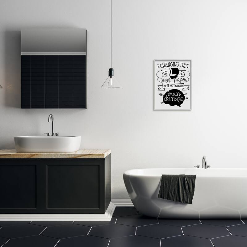 Stupell Change Toilet Paper Humor Framed Giclee Art Design by LSR Design Studio