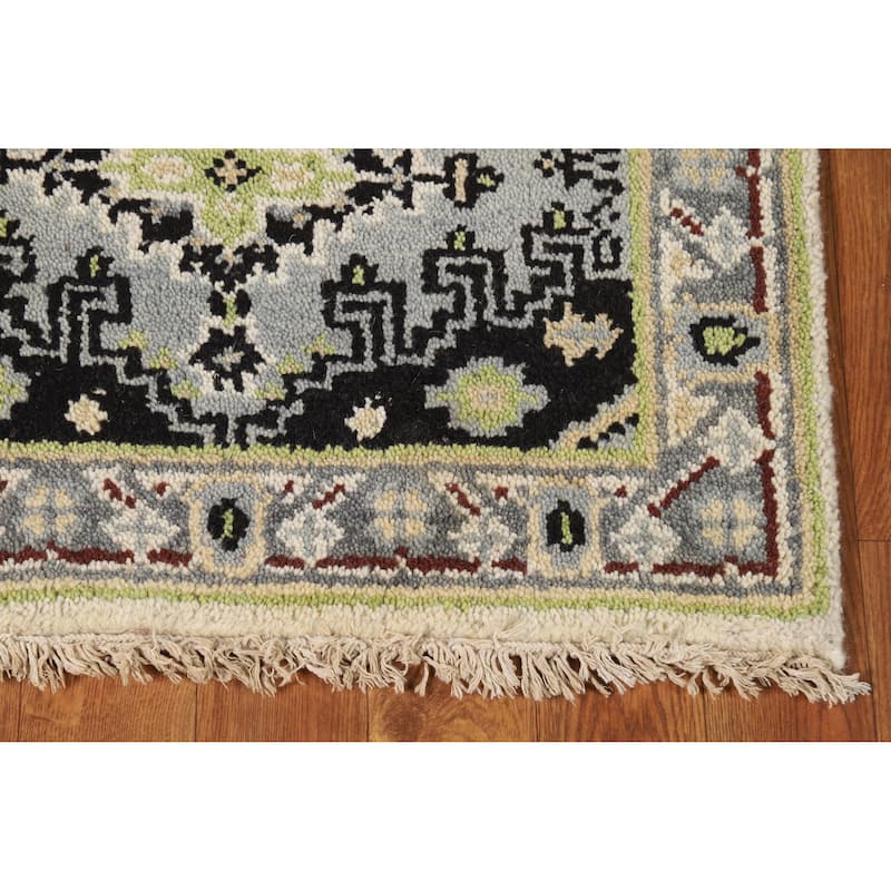 Hand Knotted Oriental 100% Wool Carpet Traditional Geometric Greys & Charcoal Viss Area Rug - 3' 0'' X 2' 0''