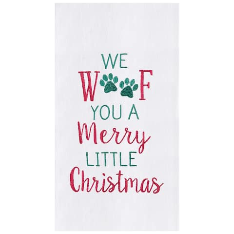 We Woof You A Merry Little Christmas Flour Sack Embroidered Cotton Flour Sack Kitchen Towel Dishtowel