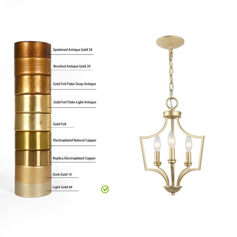Modern Farmhouse Gold 3-Light Lantern Pendant Light for Kitchen Island