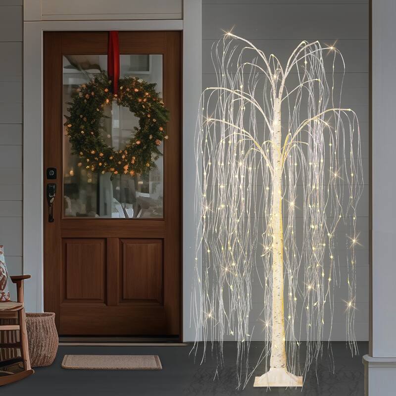 Puleo International 5 ft. Pre-Lit Outdoor Willow Tree - Lit Tree