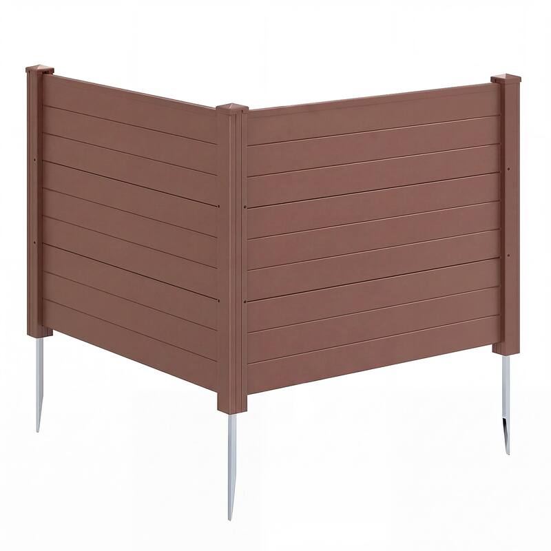 Gymax 48'' x 38'' Air Conditioner Fence 2 Panels w/Metal Ground Stakes - Brown