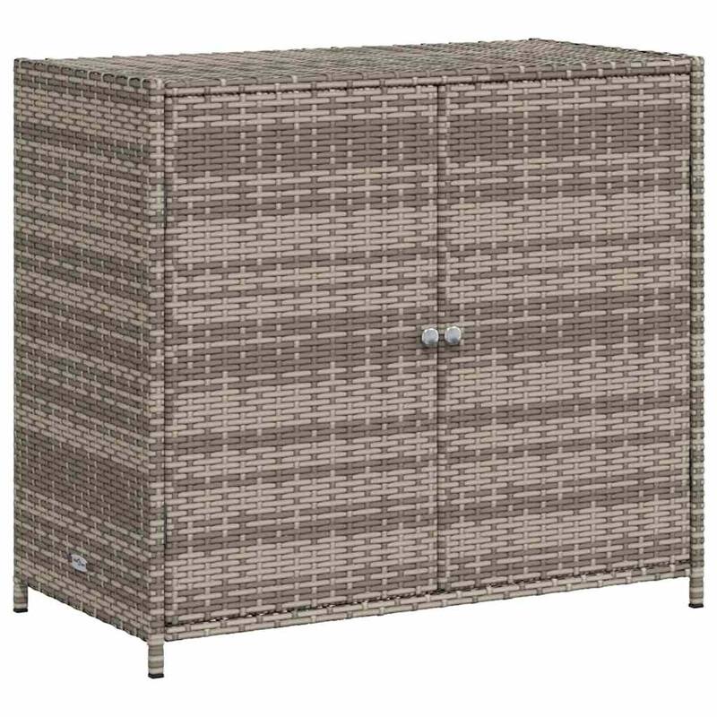 vidaXL Patio Storage Cabinet Box Outdoor Garden Tool Organizer Poly Rattan - 32.7" x 17.7" x 29.9"