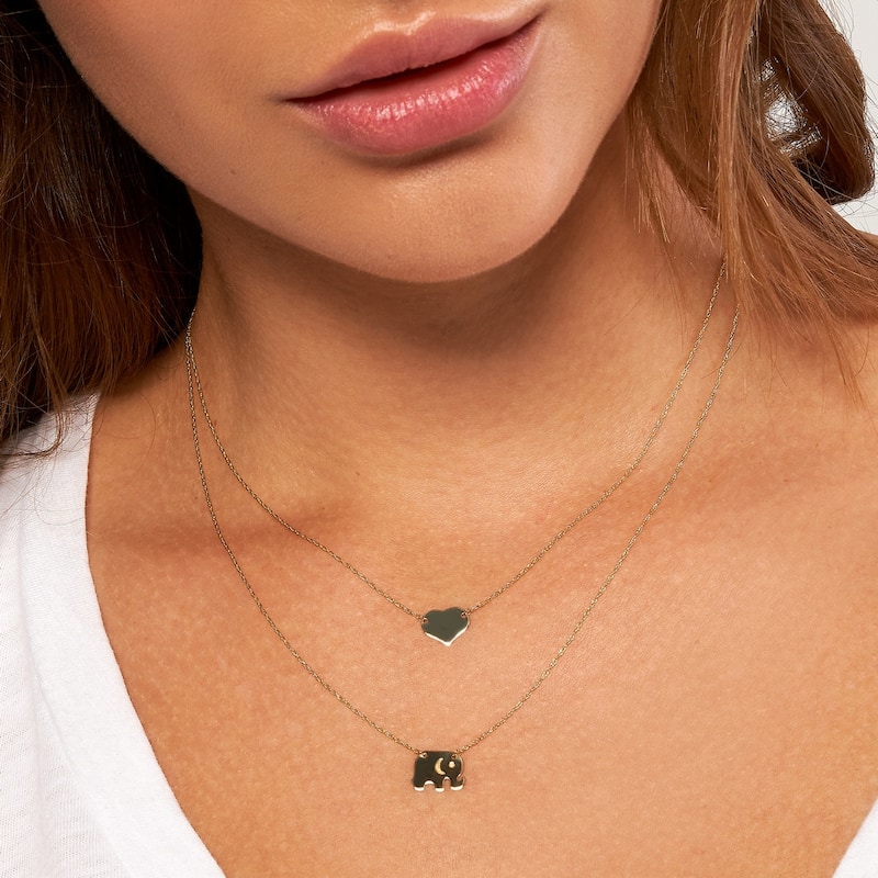 Curata 14k Yellow Gold Mini Love Heart Rope Necklace (Spring Ring), 18"