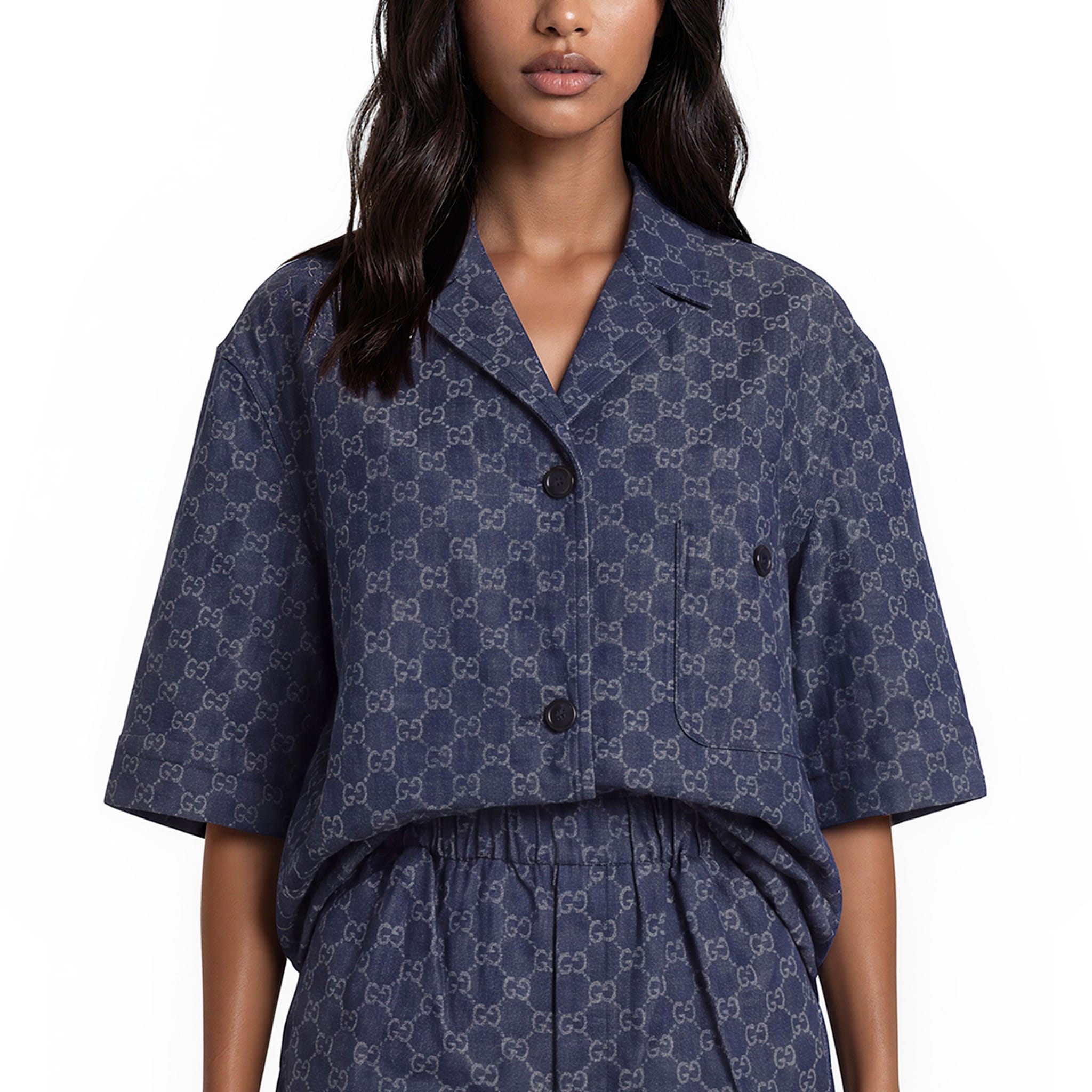 Gucci GG Cotton Denim Jacquard Shirt