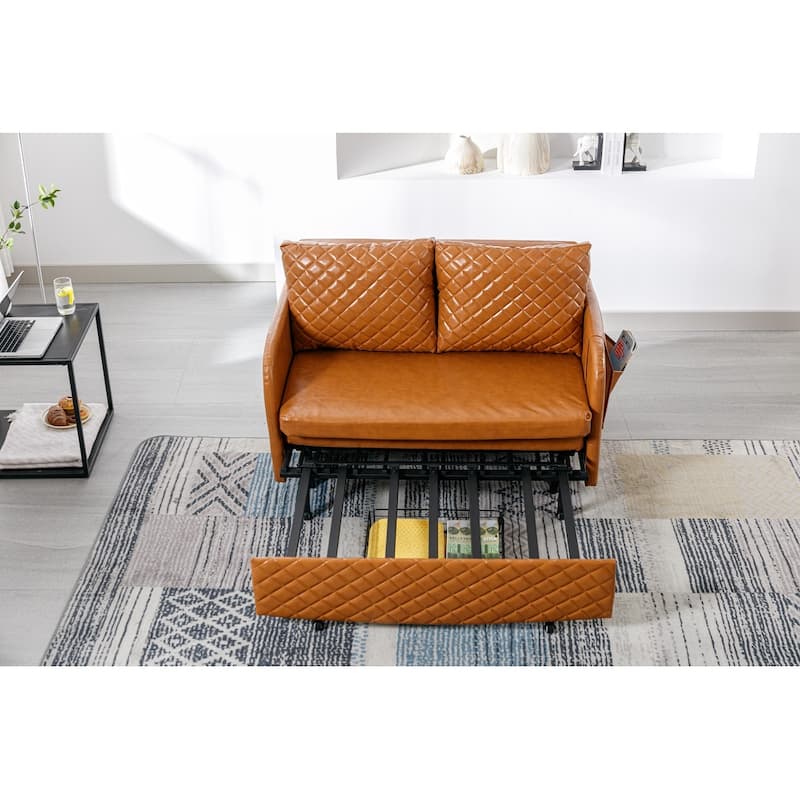 Modern Velvet Loveseat Couch with Pull Out Bed