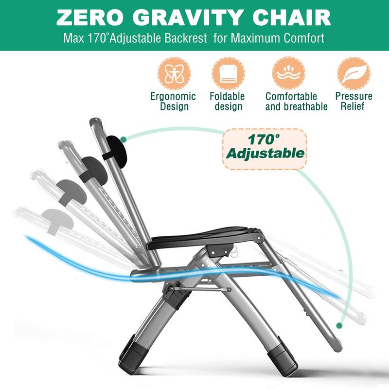 DoCred Oversized XL Zero Gravity Chair, Folding Reclining Lounge