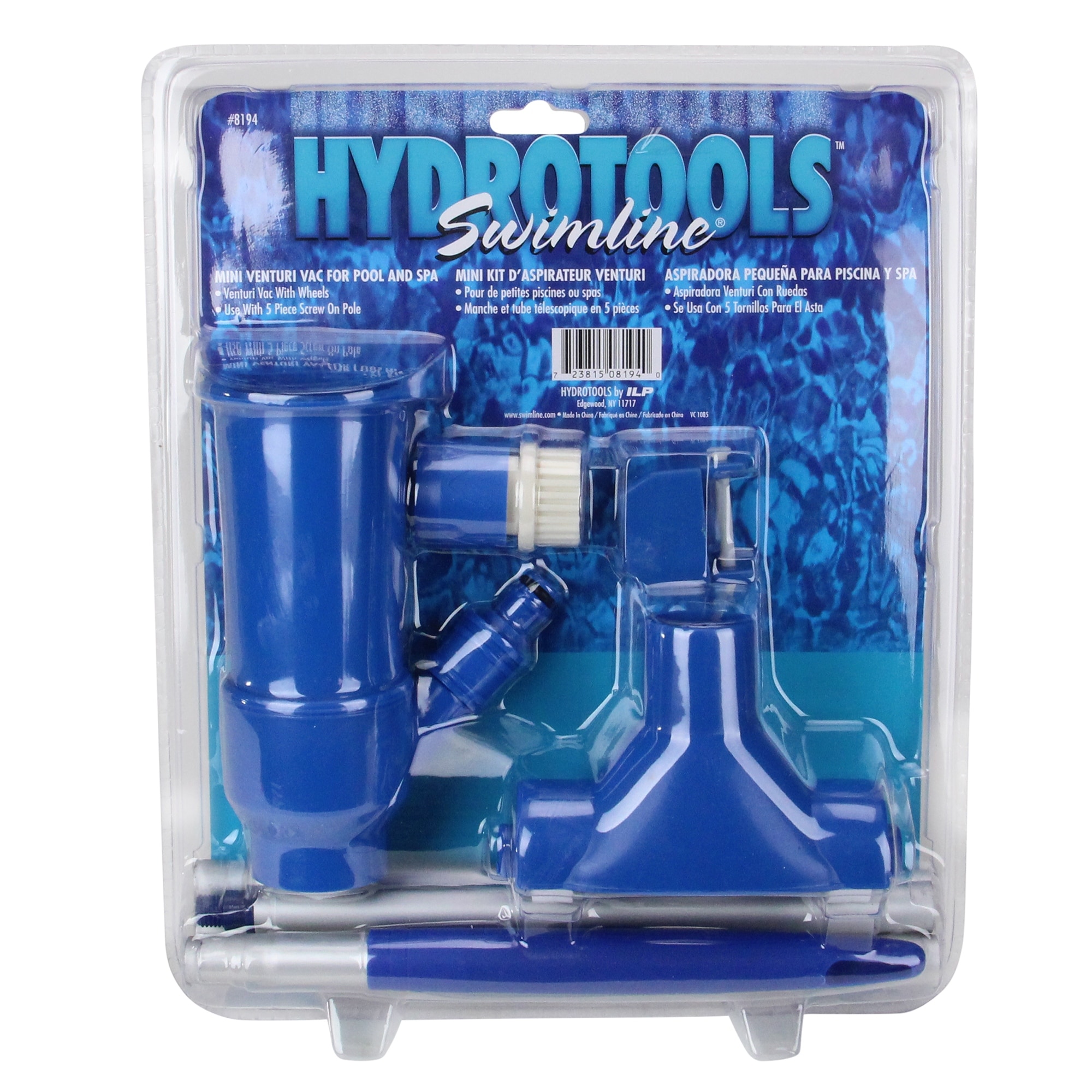 Blue and White Mini Vacuum Tools with Wheels for Kiddie Pools