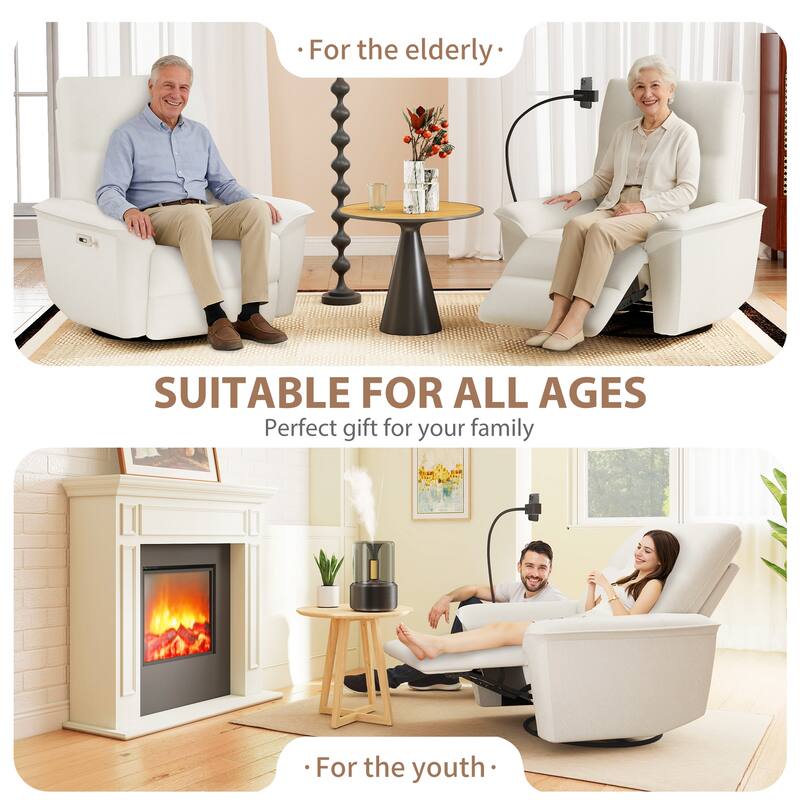 270°Power Swivel Rocker Recliner Chair w/Phone Holder, Electric Glider Reclining Sofa with USB Ports, Power Swivel Glider