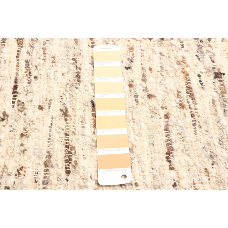 ECARPETGALLERY Braid weave Sienna Beige Wool Rug - 5'7 x 7'9