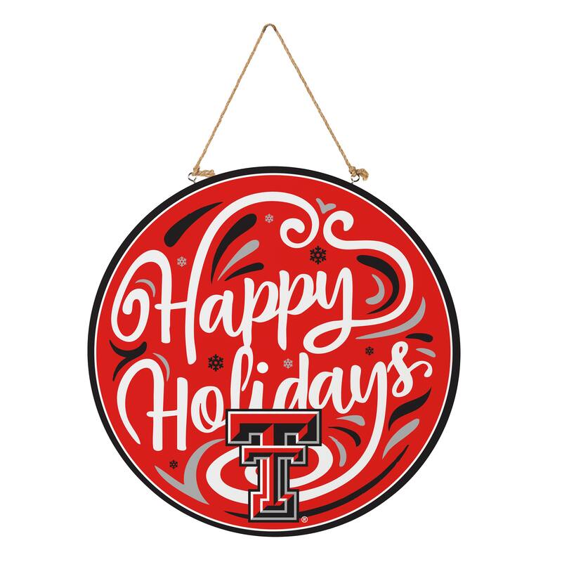 Texas Tech 18" x 18" Happy Holidays Door Décor Wall Sign - 18" x 18"