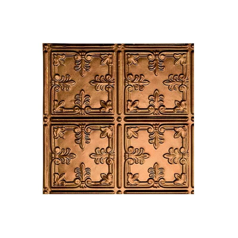 FASÄDE Traditional Style 10 Decorative Vinyl 2ft x 2ft Lay in Ceiling Panel in Antique Bronze (5 Pack) - 12in x 12in Sample - Antique Bronze