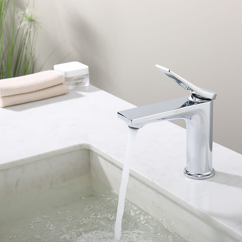 Chrome Single Handle Bathroom Faucet for 1 Hole Vanity Sink - 7.08" x 1.77" x 7.24"
