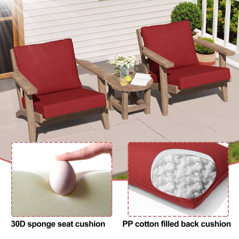 27.6 in W * 24.4 in D Outdoor Patio Deep Seat Cushion Chair Set