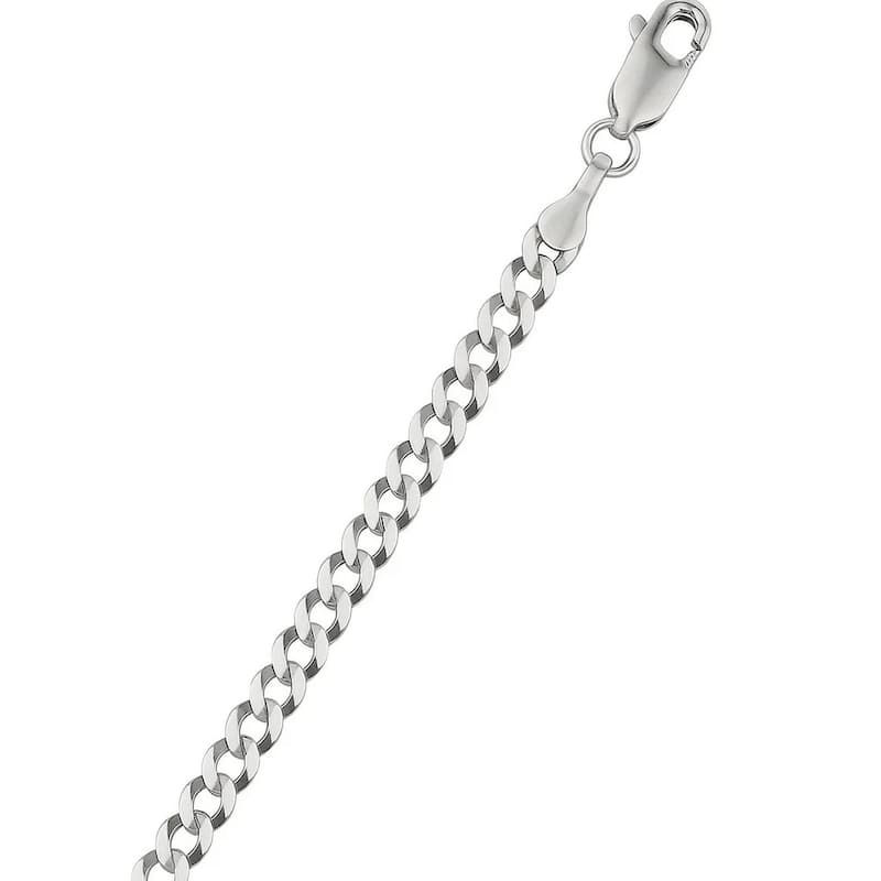 MayaMila 3.6mm 14k White Gold Solid Curb Bracelet