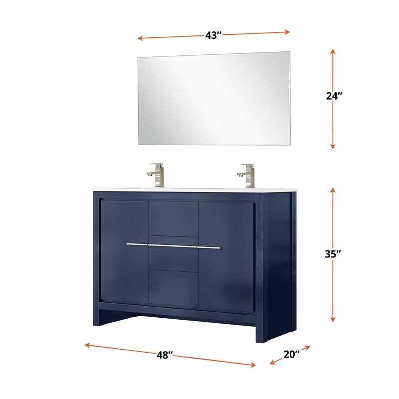 Lafarre Bath Vanity with Cultured Marble Top, Sink, Mirror and Brushed Nickel Faucet