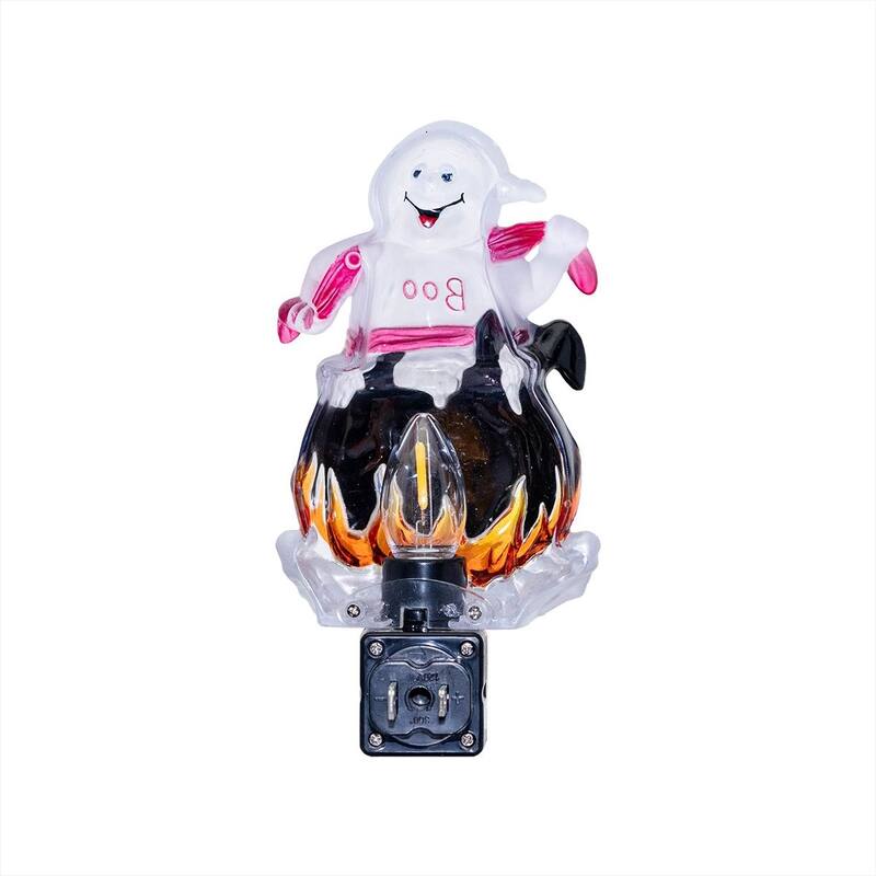 Novelty Lights LED Ghost in Gauldron Halloween Night Light with Swivel Plug