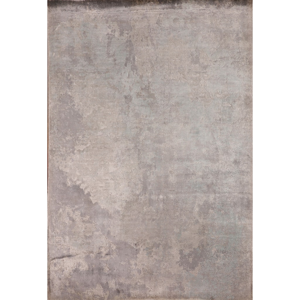 Abstract Modern Area Rug Hand-Knotted Grey Wool Carpet - 5'3"x 7'6"