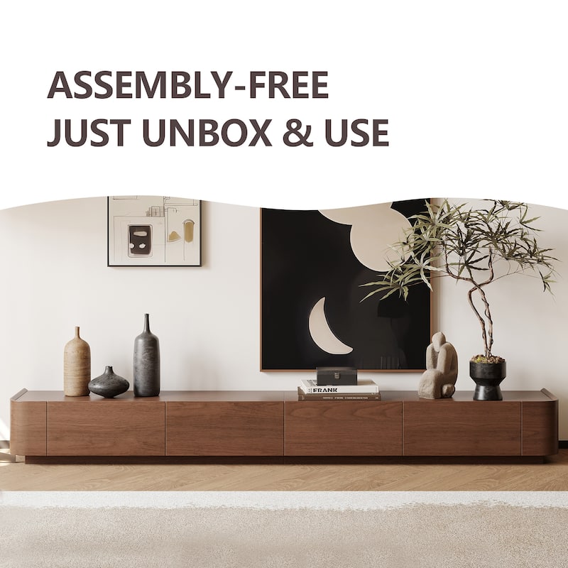 Mid-Century ModernTV Stands,4-6 Drawers, Solid Wood Brown Media Console