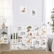 preview thumbnail 1 of 4, Jungle Animals 4pc Nursery Crib Bedding Set Hunter Green Yellow Grey Black and White Safari Animal Elephant Giraffe Lion Monkey