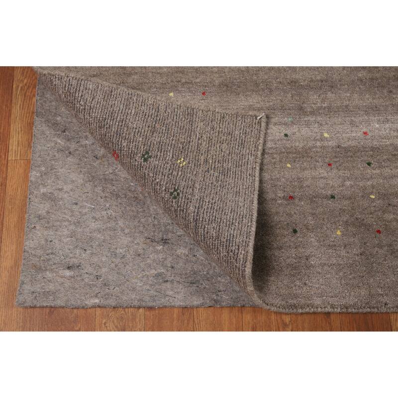 Brown Tribal Gabbeh Oriental Area Rug Hand-Knotted Wool Carpet - 7'10" x 9'7"