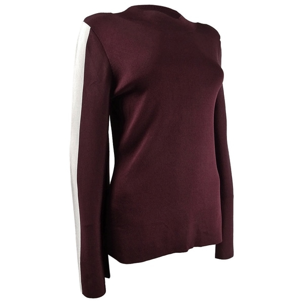 INC International Concepts Women's Varsity-Sleeve Sweater (S, Port) - S. Opens flyout.
