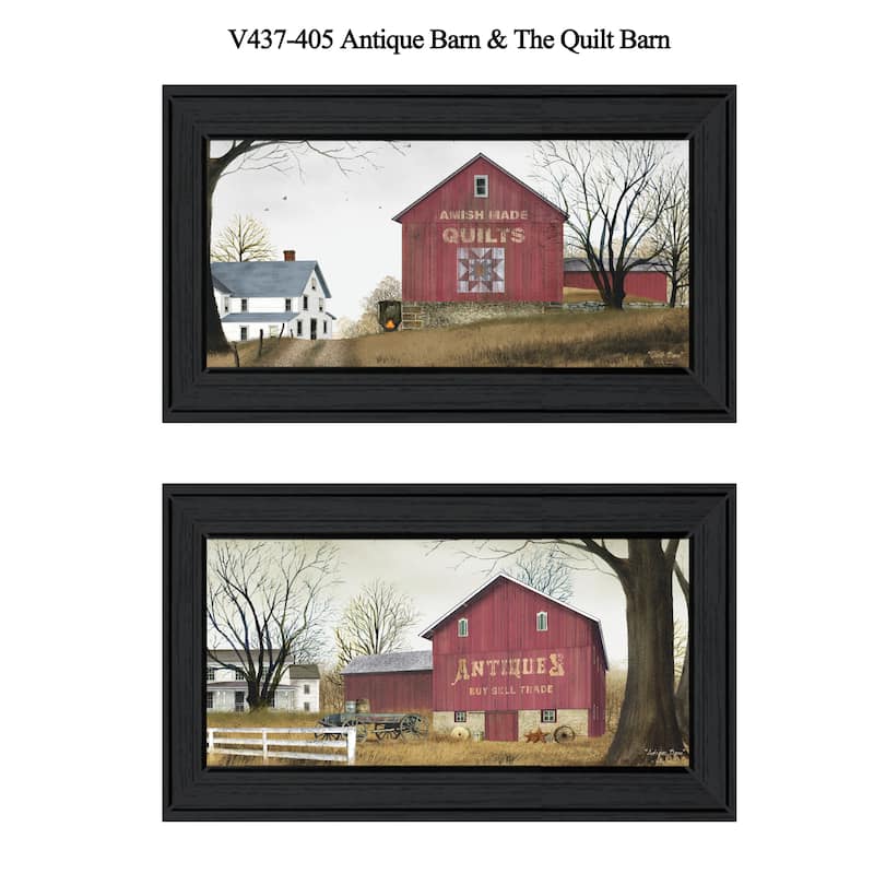 TrendyDecor4U Traditional "Antique Barn & Quilt Barn" 2-Piece Vignette by Billy Jacobs - Earthtone