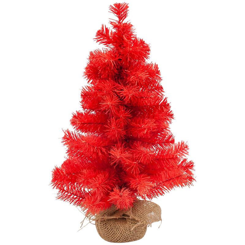 Pine Christmas Tree with Natural Jute Base - 18" - Scarlett Red - 1.5 Foot