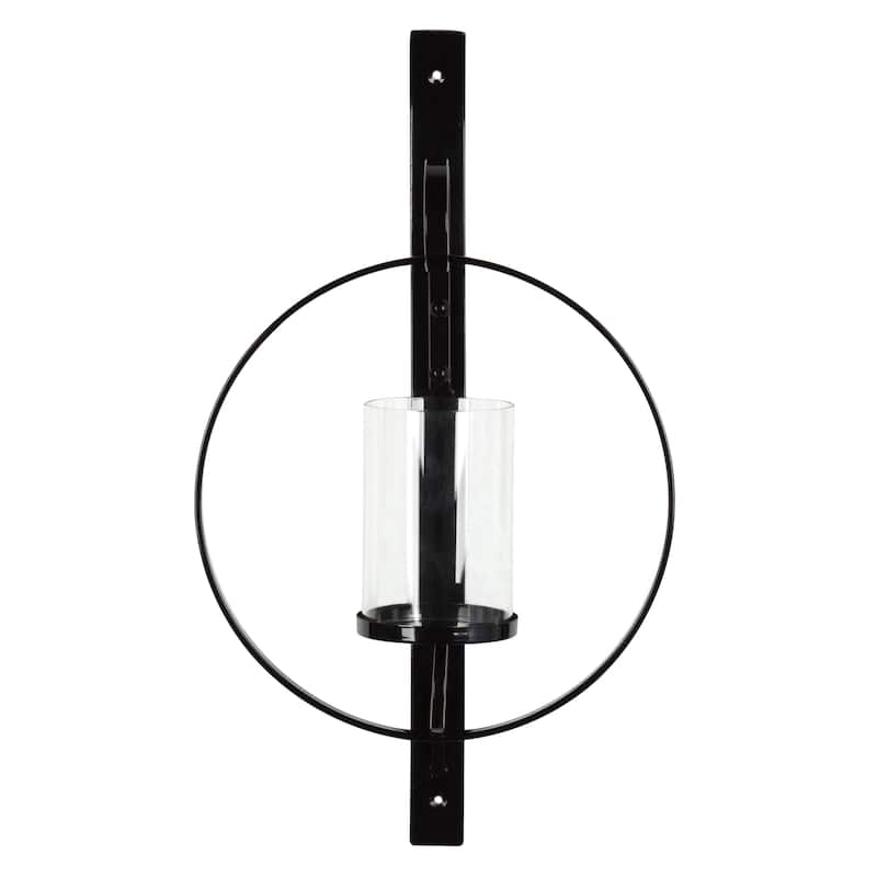 Kate and Laurel Doria Round Glass and Metal Wall Sconce - 12x22
