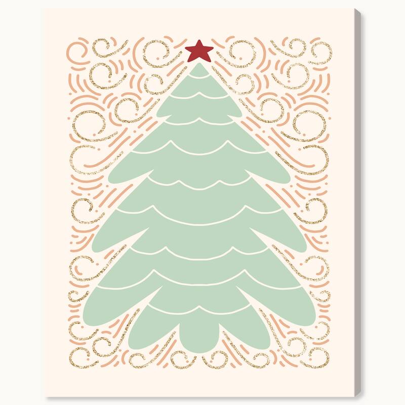 Wynwood Studio Canvas Holiday and Seasonal Mint Felt Pinetree Green Modern & Contemporary Wall Art Canvas Print