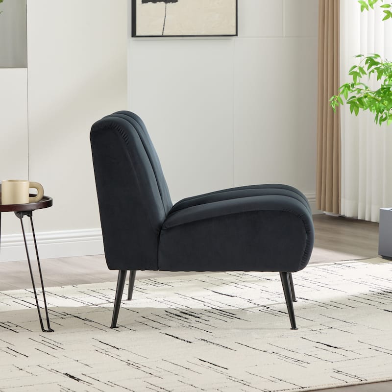 24.4"W Accent Chair,Upholstered Armless Chair with Metal Legs