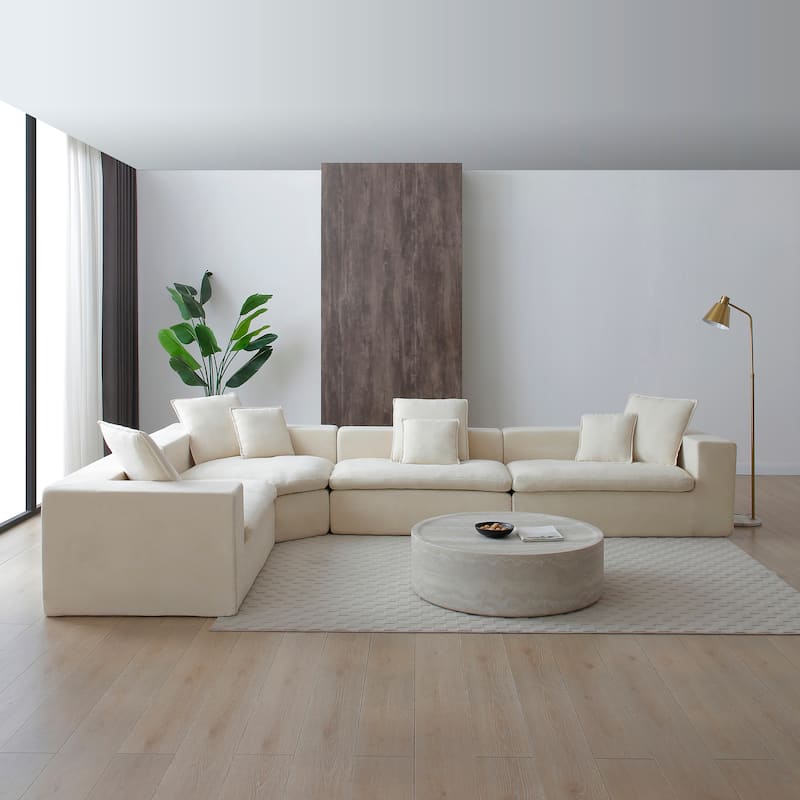 Oversize Modern Deep Seat Modular Cloud Sectional Couch with L-Shape Chaise