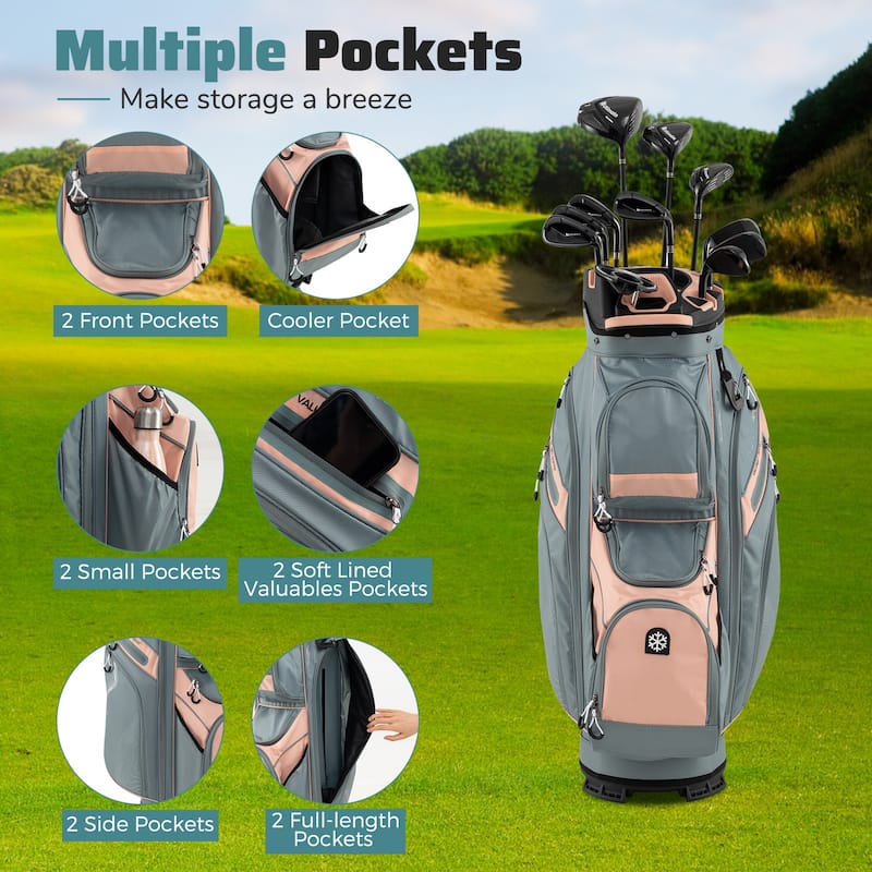 Gymax Golf Cart Bag Molded Lock Top Golf Bag w/14-Way Full Length