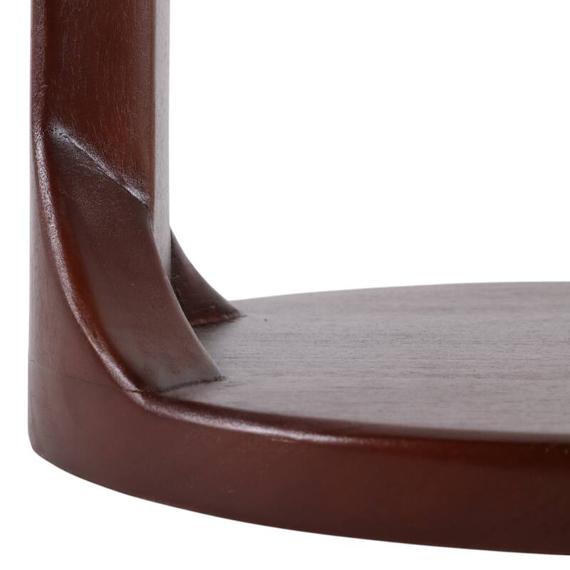 Marble Top Wood Modern C-Shaped End Table - Ivory, 26 in. - 17" x 13" x 26"