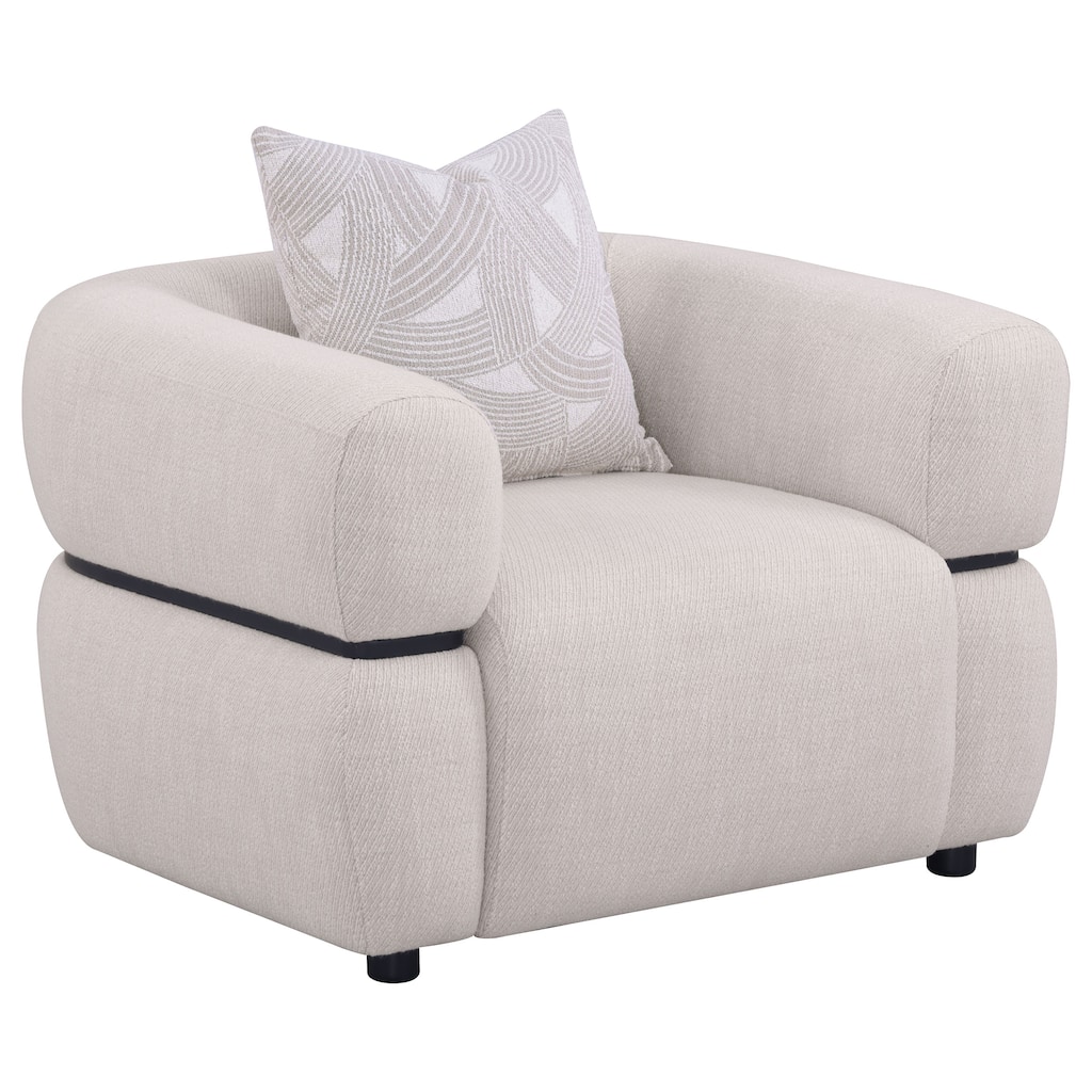 Jeanette Fabric Upholstered Round Arm Accent Chair Beige