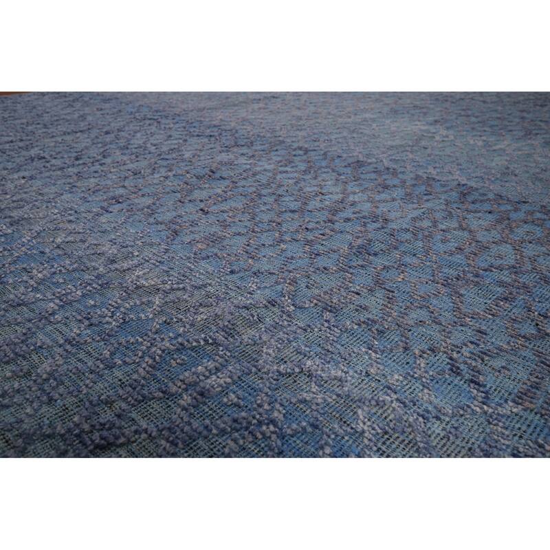 All-Over Trellis Moroccan Oriental Large Rug Hand-Knotted Wool Carpet - 9'8"x 14'7"