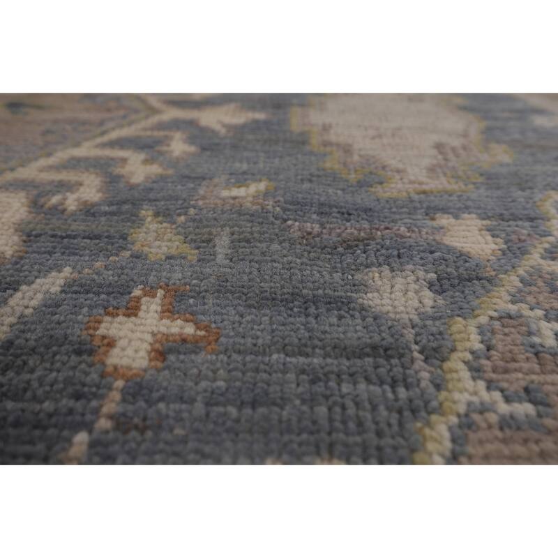 Vegetable Dye Oushak Turkish Area Rug Grey Hand-Knotted Wool Carpet - 6'1"x 9'0"