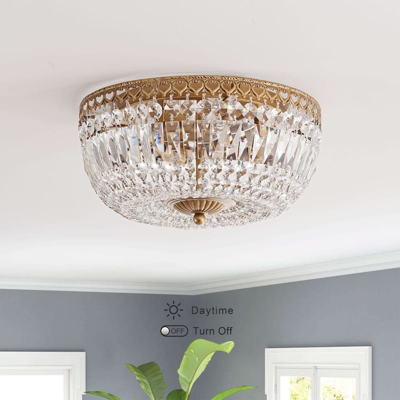 Silver Orchid 14-inch Crystal Flush Mount Chandelier