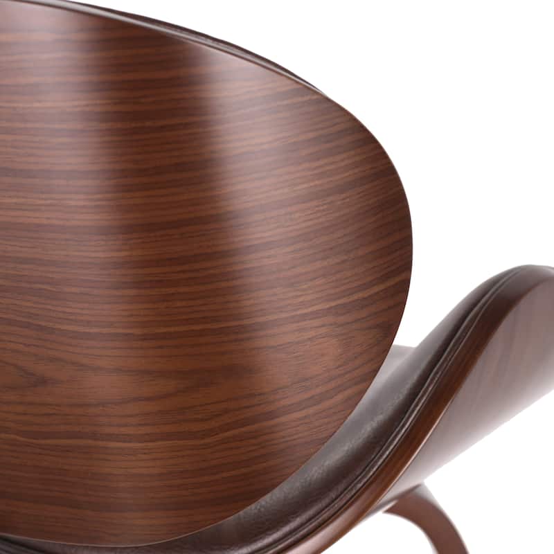 Wood Bar Stool with Swivel Function and Leather Seat, Ergonomic Dining Chair Counter Height Stool with Footrest