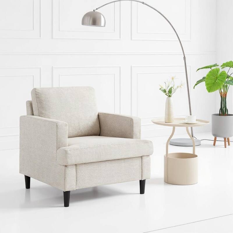 Accent Chair, Scooped Arm Chair - Beige