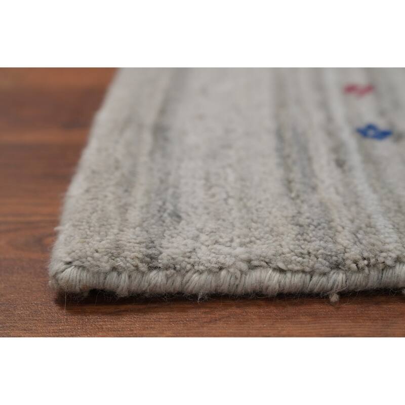 Hand Knotted Oriental Viscose Silk Carpet Tribal Animal Pictorial Greys & Charcoal Gabbeh Area Rug - 11' 8'' X 5' 5''